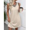 imageEVALESS Womens Spring Summer Dresses 2026 Fashion Casual V Neck Sleeveless Contrast Striped Beach Vacation Clothes DressesBeige