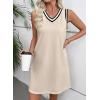 imageEVALESS Womens Spring Summer Dresses 2026 Fashion Casual V Neck Sleeveless Contrast Striped Beach Vacation Clothes DressesBeige