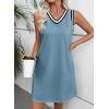 imageEVALESS Womens Spring Summer Dresses 2026 Fashion Casual V Neck Sleeveless Contrast Striped Beach Vacation Clothes DressesDusk Blue