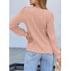 imageEVALESS Womens Square Neck Long Sleeve Textured Tops Casual Loose Basic T Shirts Work BlousesPink