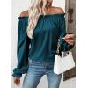 imageEVALESS Country Concert Outfits Off The Shoulder Tops for Women Cute Puff Sleeve T Shirts Womens Fashion Clothing 2025Azure