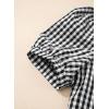 imageEVALESS Womens Plaid Shirt Dressy Casual Square Neck Tops 2026 Fashion Summer Puff Short Sleeve Loose Gingham BlousesBlack