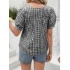 imageEVALESS Womens Plaid Shirt Dressy Casual Square Neck Tops 2026 Fashion Summer Puff Short Sleeve Loose Gingham BlousesBlack