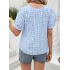 imageEVALESS Womens Plaid Shirt Dressy Casual Square Neck Tops 2026 Fashion Summer Puff Short Sleeve Loose Gingham BlousesBlue