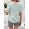 imageEVALESS Womens Plaid Shirt Dressy Casual Square Neck Tops 2026 Fashion Summer Puff Short Sleeve Loose Gingham BlousesClearly Aqua