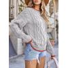 imageEVALESS Sweaters for Women Trendy Crewneck Long Sleeve Color Block Sweater Tops Fall 2025 Chunky Cable Knit Pullover SweatersMedium Grey