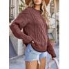 imageEVALESS Sweaters for Women Trendy Crewneck Long Sleeve Color Block Sweater Tops Fall 2025 Chunky Cable Knit Pullover SweatersMineral Red