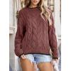 imageEVALESS Sweaters for Women Trendy Crewneck Long Sleeve Color Block Sweater Tops Fall 2025 Chunky Cable Knit Pullover SweatersMineral Red