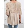 imageEVALESS Womens Spring Summer Tops Casual Crewneck Half Sleeve Shirts Blouses Cute Floral Embroidered Boho Babydoll TopsBeige