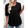 imageEVALESS Womens Spring Summer Tops Casual Crewneck Half Sleeve Shirts Blouses Cute Floral Embroidered Boho Babydoll TopsBlack