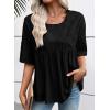 imageEVALESS Womens Spring Summer Tops Casual Crewneck Half Sleeve Shirts Blouses Cute Floral Embroidered Boho Babydoll TopsBlack