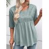 imageEVALESS Womens Spring Summer Tops Casual Crewneck Half Sleeve Shirts Blouses Cute Floral Embroidered Boho Babydoll TopsIceland Blue