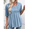 imageEVALESS Womens Spring Summer Tops Casual Crewneck Half Sleeve Shirts Blouses Cute Floral Embroidered Boho Babydoll TopsLight Blue