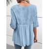 imageEVALESS Womens Spring Summer Tops Casual Crewneck Half Sleeve Shirts Blouses Cute Floral Embroidered Boho Babydoll TopsLight Blue
