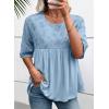 imageEVALESS Womens Spring Summer Tops Casual Crewneck Half Sleeve Shirts Blouses Cute Floral Embroidered Boho Babydoll TopsLight Blue
