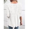 imageEVALESS Womens Spring Summer Tops Casual Crewneck Half Sleeve Shirts Blouses Cute Floral Embroidered Boho Babydoll TopsWhite