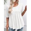 imageEVALESS Womens Spring Summer Tops Casual Crewneck Half Sleeve Shirts Blouses Cute Floral Embroidered Boho Babydoll TopsWhite