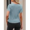imageEVALESS Womens Spring Summer Trendy Dressy Casual Textured Tops Blouses 2025 Fashion Crewneck Cute Solid Slim Fit Work Business Short Sleeve T ShirtsMist Blue Small