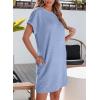 imageEVALESS Womens Summer Dresses 2026 Fashion Short Sleeve Cute Spring Mini Dress Crewneck Casual Beach Vacation DressesBlue