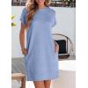 imageEVALESS Womens Summer Dresses 2026 Fashion Short Sleeve Cute Spring Mini Dress Crewneck Casual Beach Vacation DressesBlue