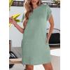 imageEVALESS Womens Summer Dresses 2026 Fashion Short Sleeve Cute Spring Mini Dress Crewneck Casual Beach Vacation DressesGrass Green