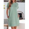imageEVALESS Womens Summer Dresses 2026 Fashion Short Sleeve Cute Spring Mini Dress Crewneck Casual Beach Vacation DressesGrass Green