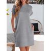 imageEVALESS Womens Summer Dresses 2026 Fashion Short Sleeve Cute Spring Mini Dress Crewneck Casual Beach Vacation DressesGrey