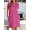 imageEVALESS Womens Summer Dresses 2026 Fashion Short Sleeve Cute Spring Mini Dress Crewneck Casual Beach Vacation DressesRose Red