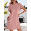 imageEVALESS Womens Summer Dresses 2026 Fashion Short Sleeve Cute Spring Mini Dress Crewneck Casual Beach Vacation DressesZ Apricot Pink