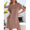 imageEVALESS Womens Summer Dresses 2026 Fashion Short Sleeve Cute Spring Mini Dress Crewneck Casual Beach Vacation DressesZ Brown