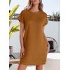 imageEVALESS Womens Summer Dresses 2026 Fashion Short Sleeve Cute Spring Mini Dress Crewneck Casual Beach Vacation DressesZ Dark Khaki