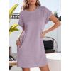 imageEVALESS Womens Summer Dresses 2026 Fashion Short Sleeve Cute Spring Mini Dress Crewneck Casual Beach Vacation DressesZ Purple