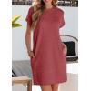 imageEVALESS Womens Summer Dresses 2026 Fashion Short Sleeve Cute Spring Mini Dress Crewneck Casual Beach Vacation DressesZ Racing Red