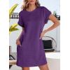 imageEVALESS Womens Summer Dresses 2026 Fashion Short Sleeve Cute Spring Mini Dress Crewneck Casual Beach Vacation DressesZ Tillandsia Purple