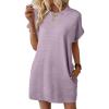 imageEVALESS Womens Summer Dresses 2026 Fashion Short Sleeve Cute Spring Mini Dress Crewneck Casual Beach Vacation DressesZ Purple