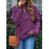 imageEVALESS Quarter Zip Sweaters for Women Waffle Kint Long Sleeve Pullover Sweater Business Casual OutfitsB Purple