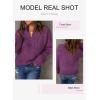 imageEVALESS Quarter Zip Sweaters for Women Waffle Kint Long Sleeve Pullover Sweater Business Casual OutfitsB Purple
