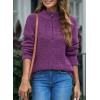 imageEVALESS Quarter Zip Sweaters for Women Waffle Kint Long Sleeve Pullover Sweater Business Casual OutfitsB Purple