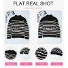 imageEVALESS Quarter Zip Sweaters for Women Waffle Kint Long Sleeve Pullover Sweater Business Casual OutfitsC Stripe Black