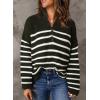 imageEVALESS Quarter Zip Sweaters for Women Waffle Kint Long Sleeve Pullover Sweater Business Casual OutfitsC Stripe Black
