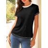 imageEVALESS Womens Casual Polka Dot Tops Crewneck Short Sleeve T Shirts Fashion Outfits 2026 Spring Summer ShirtsH Black