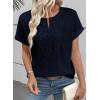 imageEVALESS Womens Tops Summer Trendy Dressy Casual V Neck Short Sleeve Shirts Cute Boho Business Work Loose BlousesNavy Blue