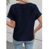 imageEVALESS Womens Tops Summer Trendy Dressy Casual V Neck Short Sleeve Shirts Cute Boho Business Work Loose BlousesNavy Blue