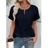 imageEVALESS Womens Tops Summer Trendy Dressy Casual V Neck Short Sleeve Shirts Cute Boho Business Work Loose BlousesNavy Blue
