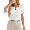 imageEVALESS Womens Tops Summer Trendy Dressy Casual V Neck Short Sleeve Shirts Cute Boho Business Work Loose BlousesWhite