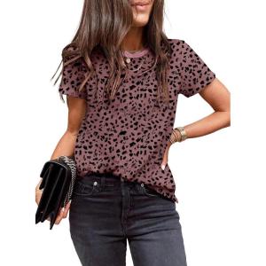 imageEVALESS Womens Casual Polka Dot Tops Crewneck Short Sleeve T Shirts Fashion Outfits 2026 Spring Summer Shirts1b Red