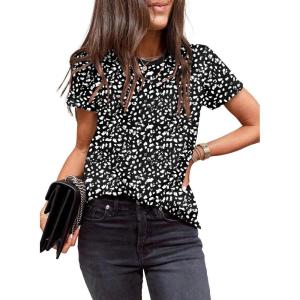 imageEVALESS Womens Casual Polka Dot Tops Crewneck Short Sleeve T Shirts Fashion Outfits 2026 Spring Summer Shirts4b Black