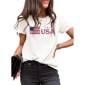 imageEVALESS Womens Casual Polka Dot Tops Crewneck Short Sleeve T Shirts Fashion Outfits 2026 Spring Summer ShirtsJ3 White
