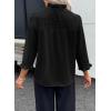 imageEVALESS Blouses for Women Dressy Casual 34 Length Sleeve Lace Patchwork Business Work TopsBlack