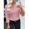 imageEVALESS Blouses for Women Dressy Casual 34 Length Sleeve Lace Patchwork Business Work TopsCoral